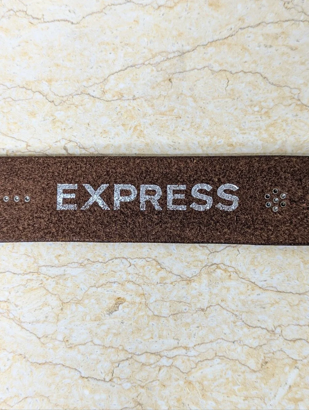 Vintage Express Italian Brown Leather Silver Studded Belt Women's Med